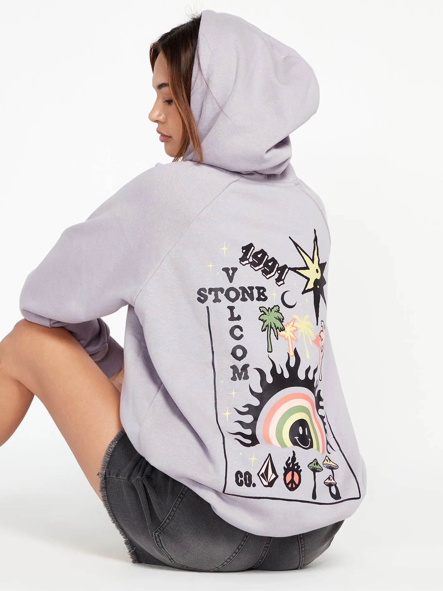 Truly Stoked Boyfriend Pullover Sweatshirt - Moonbeam