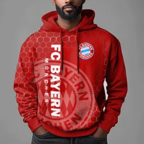 Unisex 2024 FC Bayern Football Racing Print Jersey Oversize Red Hoodie 