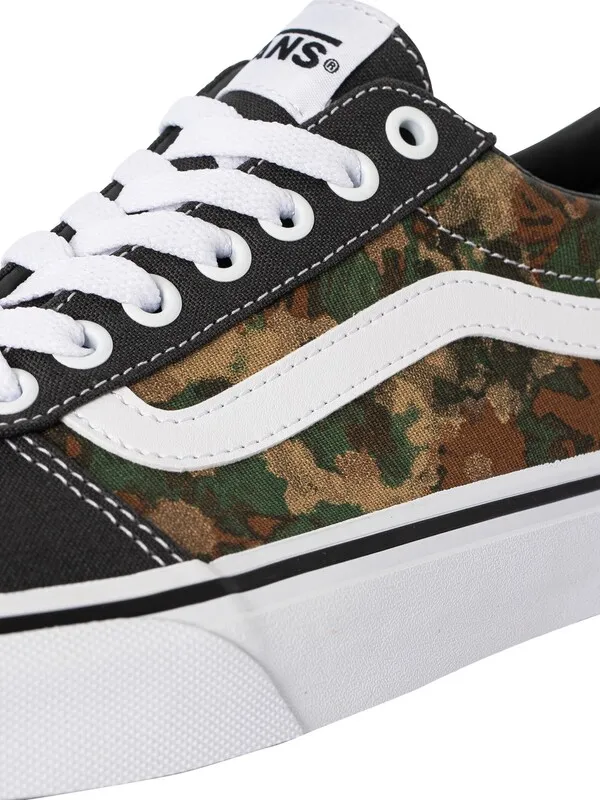 Vans Ward Water Camo Trainers - Black/White