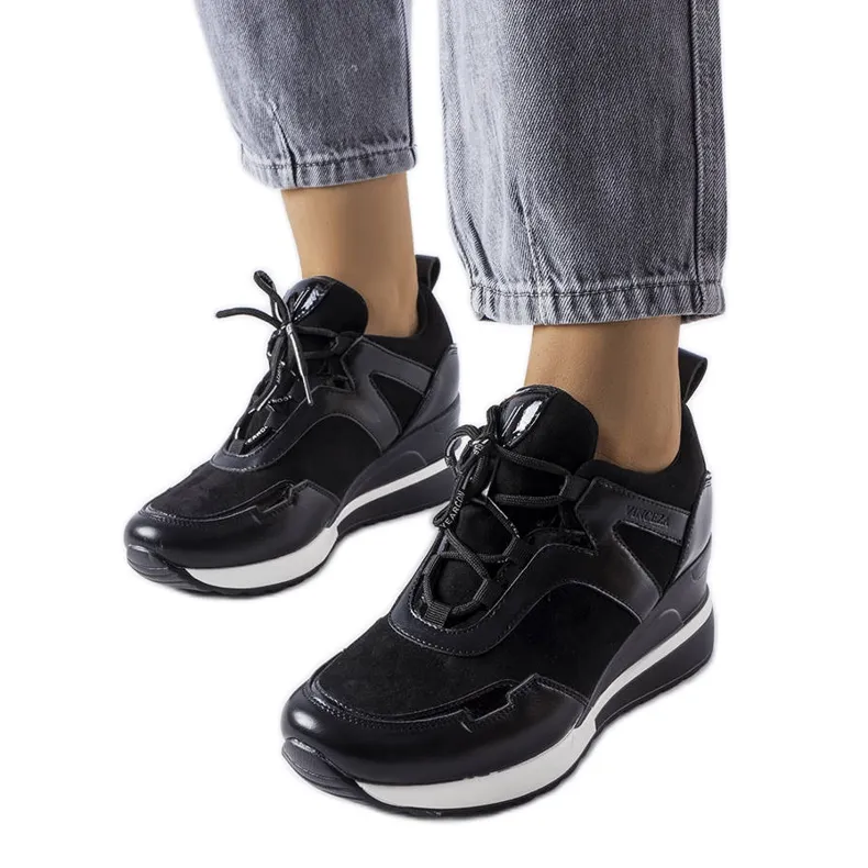 Venezia Black wedge sneakers from Vincez