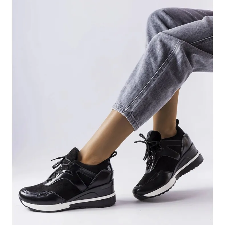 Venezia Black wedge sneakers from Vincez