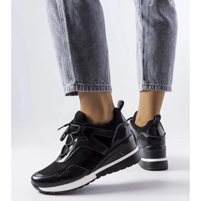 Venezia Black wedge sneakers from Vincez