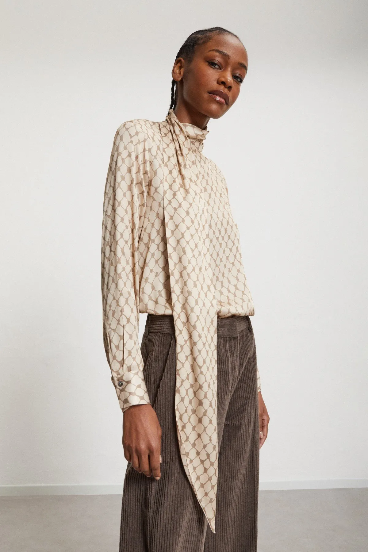 Viscose shirt with scarf neck