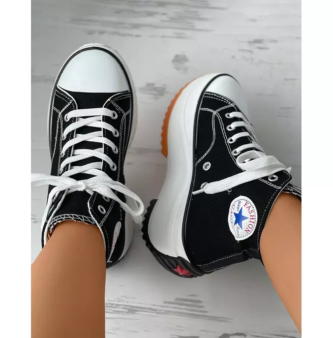 Women's Fashion Canvas Lace-up Platform Sneakers