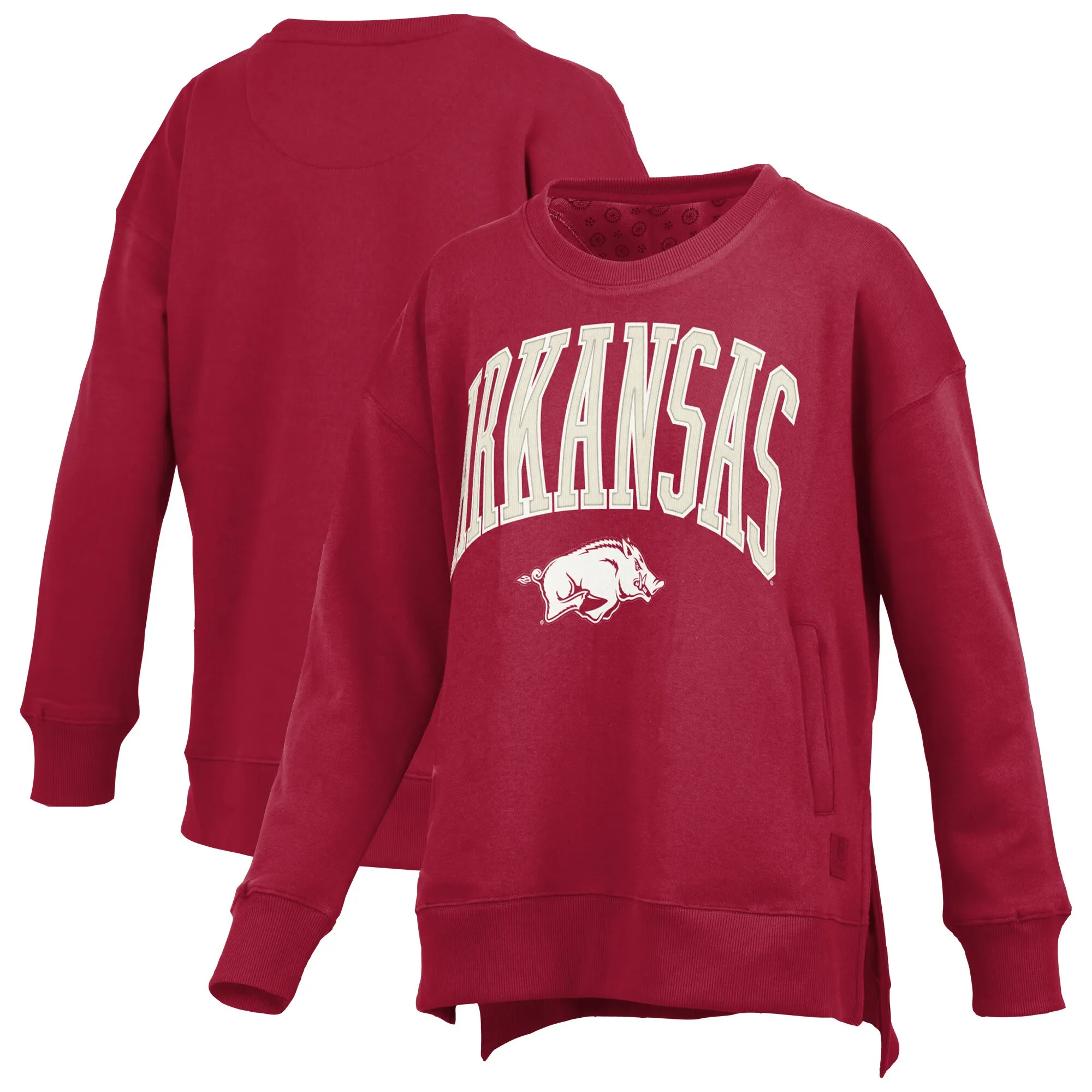 Women's Pressbox Cardinal Arkansas Razorbacks Pocketed Arch Pullover Sweatshirt