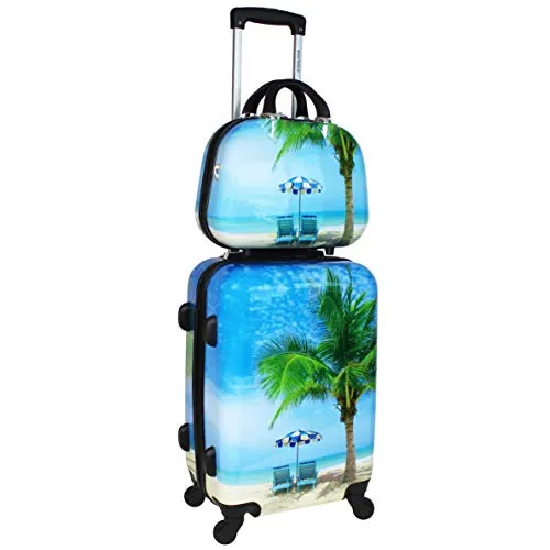 World Traveler Palm Tree Hardside 2-Piece Carry-On Spinner Luggage Set, One_Size