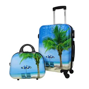 World Traveler Palm Tree Hardside 2-Piece Carry-On Spinner Luggage Set, One_Size