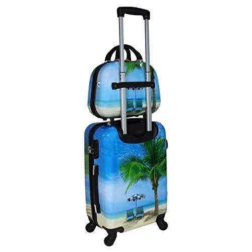 World Traveler Palm Tree Hardside 2-Piece Carry-On Spinner Luggage Set, One_Size