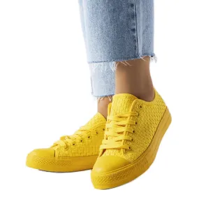 Yellow sneakers in woven fabric from Thibodeau