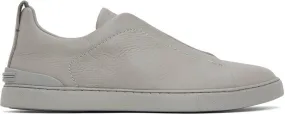 ZEGNA Gray Triple Stitch Sneakers